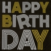 Kép 5/5 - Fekete alapon arany és fehér Happy birthday felirat