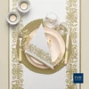 Kép 4/7 - Asztali futó 40 cm x 24 m textilhatású Golden Ornament fehér