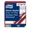 Kép 1/3 - Tork papírszalvéta 2 rétegű 40x40 cm 1/4 hajtás 150 lap/csomag - bordó
