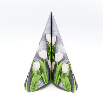 WHITE TULIPS papírszalvéta 33x33 cm 3 rétegű tulipán mintás - SDL120109