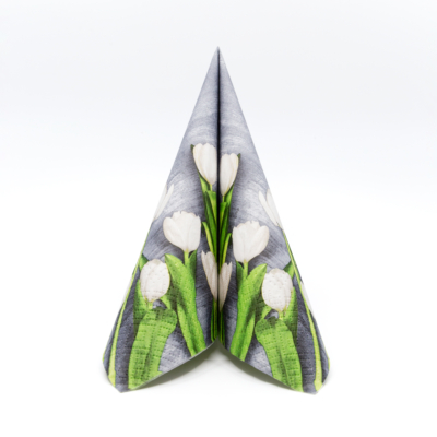 WHITE TULIPS papírszalvéta 33x33 cm 3 rétegű tulipán mintás - SDL120109