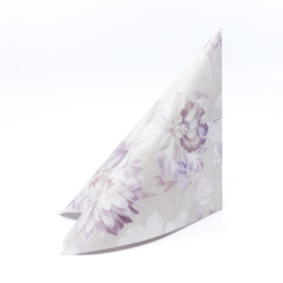 SENTIMENTAL BLOSSOM papírszalvéta 33x33 cm 3 rétegű szürke virág mintás