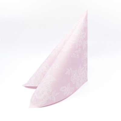 Textilhatású szalvéta 40x40 cm Soft Lace világos rózsaszín