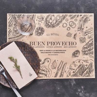 Újrahasznosított papírból készült tányéralátét 30 cm x 40 cm-es Buen Provecho
