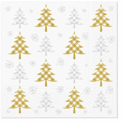 Karácsonyi papírszalvéta 33x33 cm Christmas Tree Check 