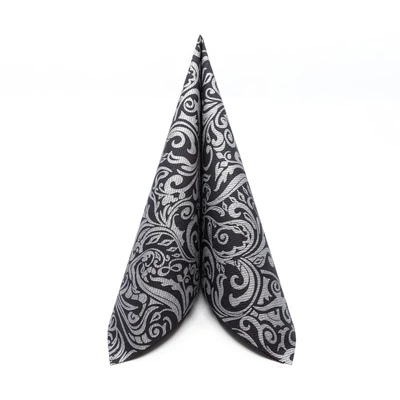 Mank textilhatású szalvéta 40x40 cm 50 lap/csomag Lias fekete/ezüst