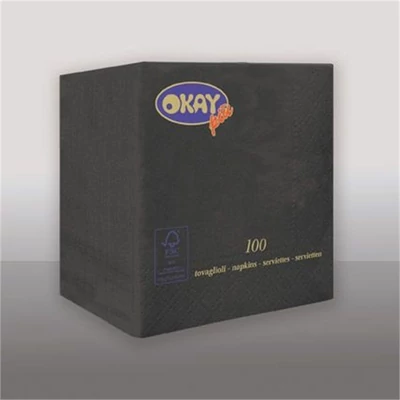 Okay Koktélszalvéta 25x25 cm fekete, 100 db/csomag