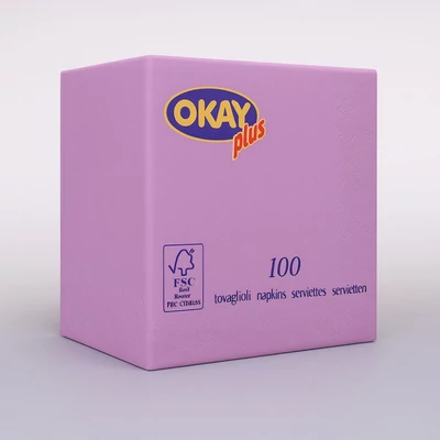 Okay Koktélszalvéta 25x25 cm lila, 100 db/csomag