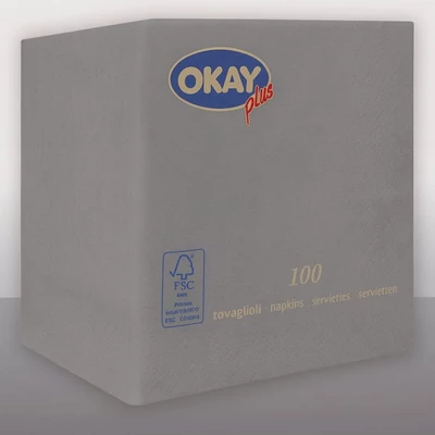Okay Koktélszalvéta 25x25 cm szürke 100 db/csomag