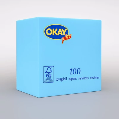 Okay Koktélszalvéta 25x25 cm világos kék, 100 db/csomag
