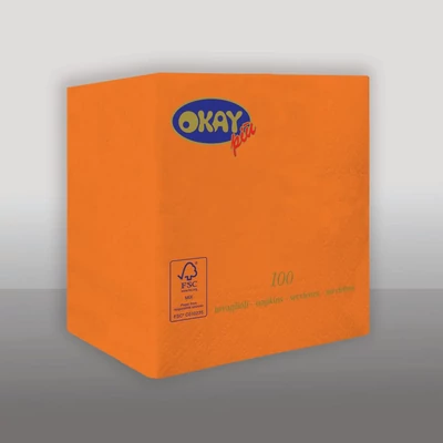 Okay Koktélszalvéta 25x25 cm mandarin, 100 db/csomag