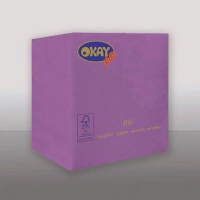 Okay Koktélszalvéta 25x25 cm viola, 100 db/csomag