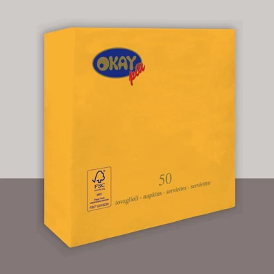 Okay tissue szalvéta 40x40 cm-es 2 rétegű napsárga