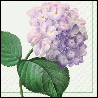 Nosztalgikus hortenzia szalvéta – lila virágmintás, 33x33 cm, 3 rétegű papírszalvéta