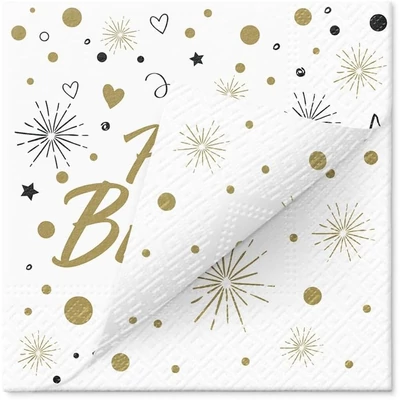 PAW papírszalvéta 33x33 cm 3 rétegű 20 lap/csomag DOUBLE DESIGN PARTY INVITATION