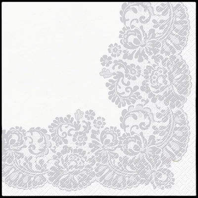 PAW papírszalvéta 33x33 cm 3 rétegű 20 lap/csomag LACY FRAME silver