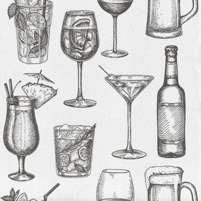 Koktélszalvéta 2 rétegű 24x24 cm Mojito, 100 db/csomag fehér
