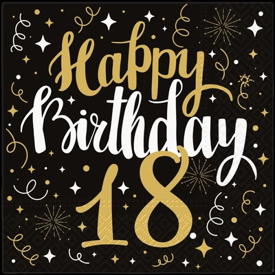Papírszalvéta 33x33 cm  "Boldog születésnapot 18"