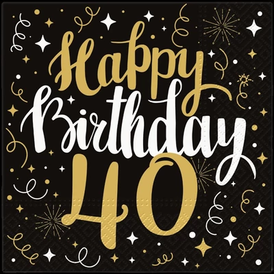 Papírszalvéta "Boldog születésnapot 40"