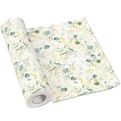 Textilhatású asztali futó, perforált 40 cm x 24 m Golden eukaliptusz