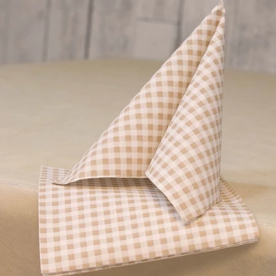 Textúrált szalvéta kockás homok 33x33 cm 100 lap/csomag - Pack Service