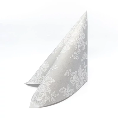 PAW textilhatású szalvéta 40x40 cm 50 db/csomag Soft lace - szürke