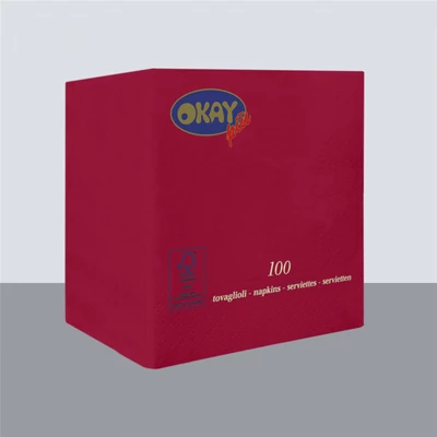 Okay Koktélszalvéta 25x25 cm merlot, 100 db/csomag