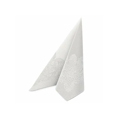 PAW textilhatású szalvéta 40x40 cm 50 db/csomag Royal lace - ezüst,fehér