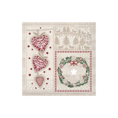 Karácsonyi papírszalvéta 3 rétegú 33x33 cm Benita, 100 db/csomag