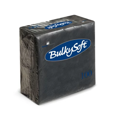BulkySoft koktélszalvéta, 2 rétegű, 24x24 cm - fekete