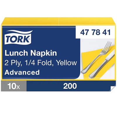 Tork papírszalvéta 2 rétegű 33x33 cm 1/4 hajtású sárga