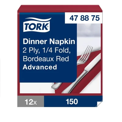 Tork papírszalvéta 2 rétegű 40x40 cm 1/4 hajtás 150 lap/csomag - bordó