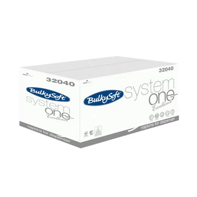 BulkySoft Excellence System One adagolós szalvéta, 2 rétegű, 20x200 lap - fehér
