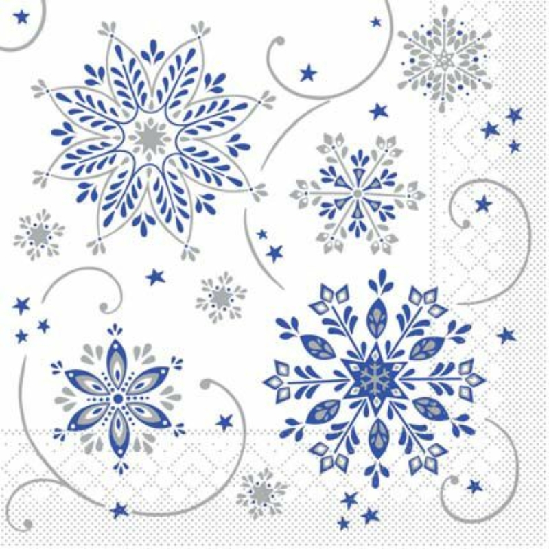 Karácsonyi papírszalvéta 40 x 40 cm Cristal - kék/ezüst