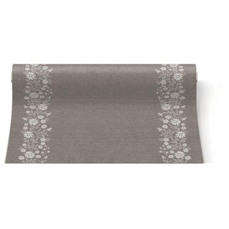 Asztali futó 40 cm x 24 m textilhatású Classic Folk - barna