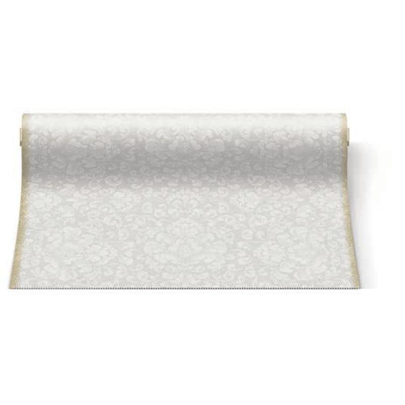 Asztali futó 40 cm x 24 m textilhatású Rococo - fehér