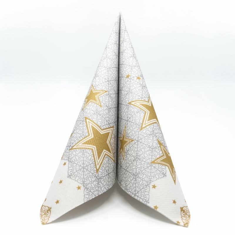 Karácsonyi textilhatású szalvéta 40x40 cm Vivien - szürke/arany - 95215