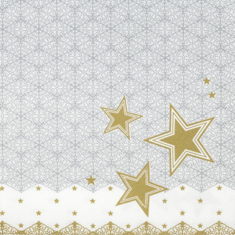 Karácsonyi textilhatású szalvéta 40x40 cm Vivien - szürke/arany - 95215