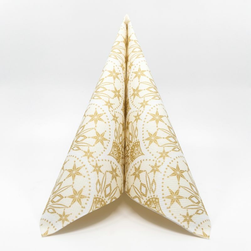Karácsonyi textilhatású szalvéta 40x40 cm Saphira - krém/arany - 95032