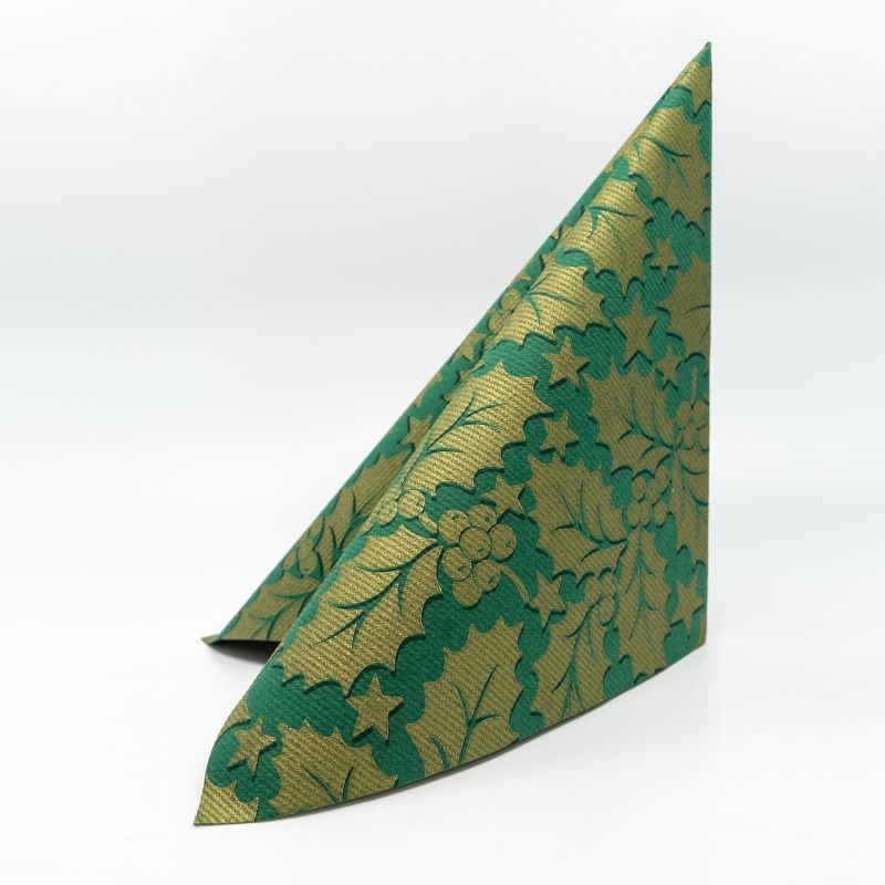 Textilhatású szalvéta 40x40 cm Michael - zöld/arany - 90777