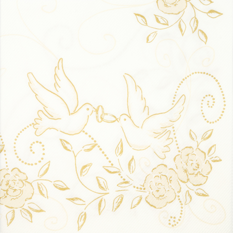 Textilhatású szalvéta 40 x 40 cm Esküvői krém - arany - 88442