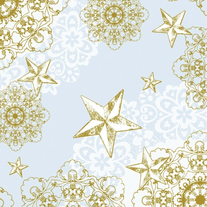 Karácsonyi textilhatású szalvéta 40x40 cm Sternenschein - szürke/arany