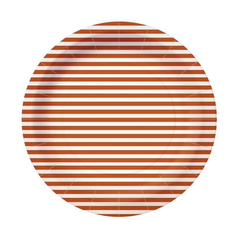 Stripes narancs 23 cm kerek papírtányér