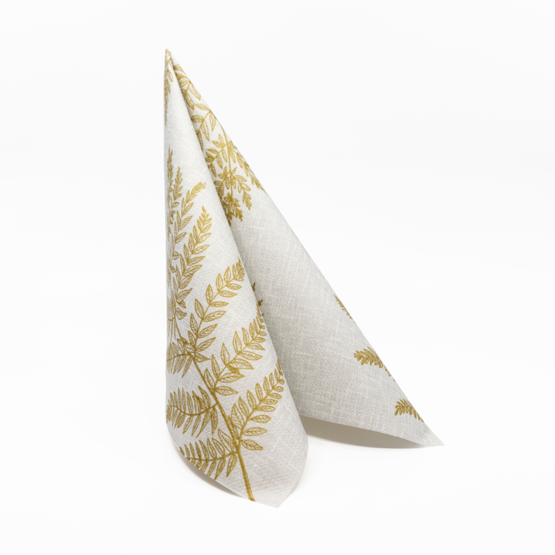 Textilhatású szalvéta 40x40 cm Fern Leaf - arany - AAN005609