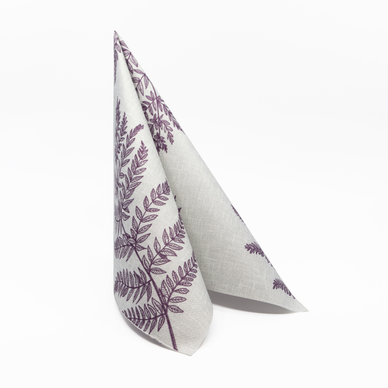 Textilhatású szalvéta 40x40 cm Fern Leaf - viola - AAN005624
