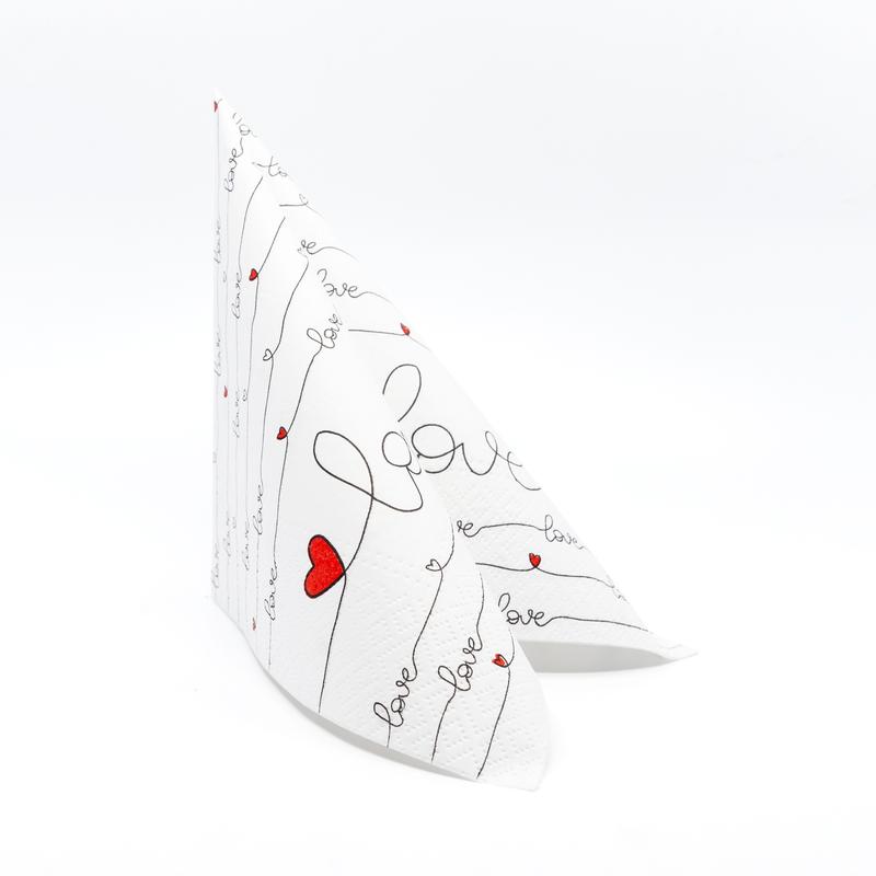LOVE CONNECTION papírszalvéta 33x33 cm 3 rétegű fehér