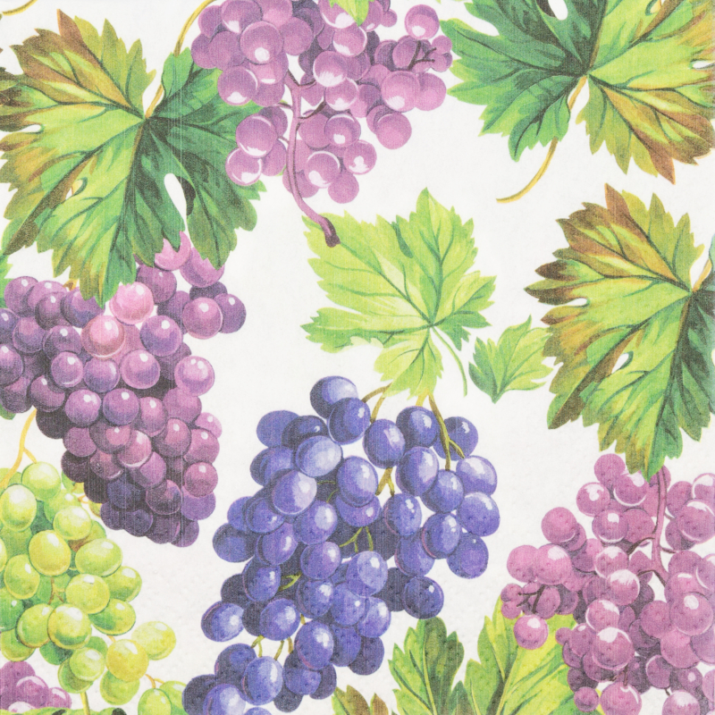 NATURAL GRAPES papírszalvéta 33x33 cm 3 rétegű szőlő mintás zöld - SDL125000