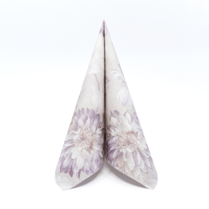 SENTIMENTAL BLOSSOM papírszalvéta 33x33 cm 3 rétegű szürke virág mintás - SDL126900