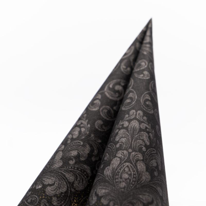 Textilhatású szalvéta 40x40 cm Rococo - fekete-AAN005918