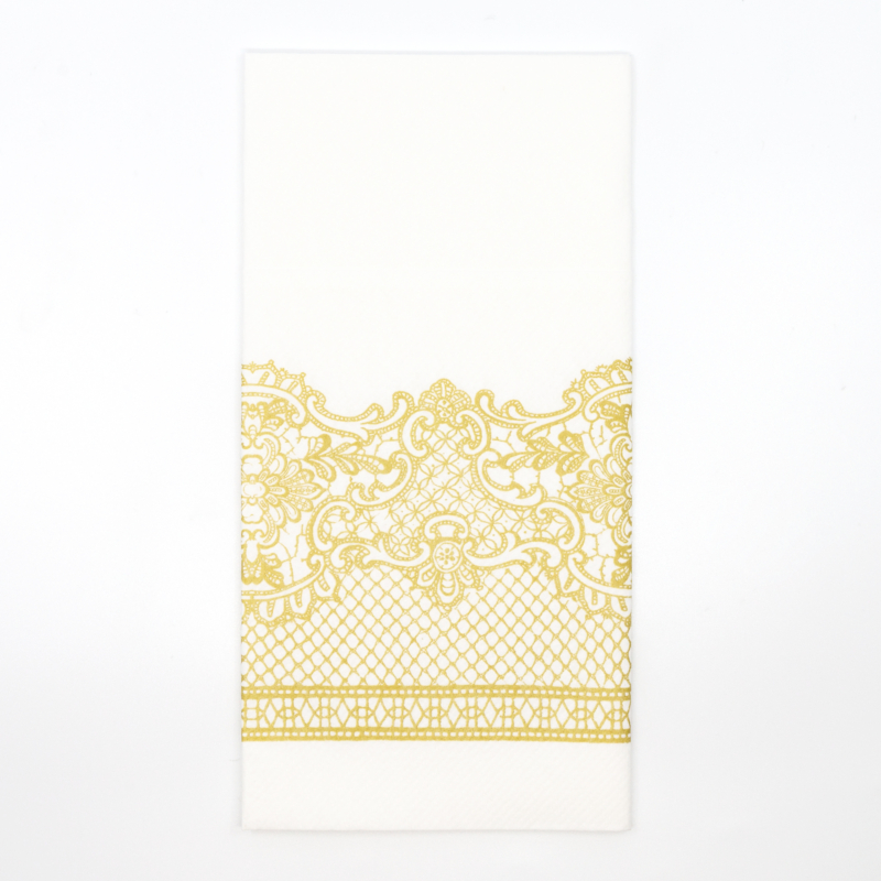 Textilhatású 1/8 hajtású evőeszköztartós szalvéta Royal Lace-arany-ADP000200